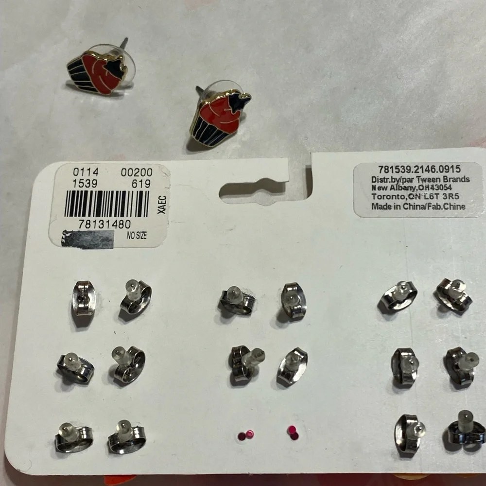 Justice nickel sensitive hypoallergenic fruit earrings (8) & cupcake earrings